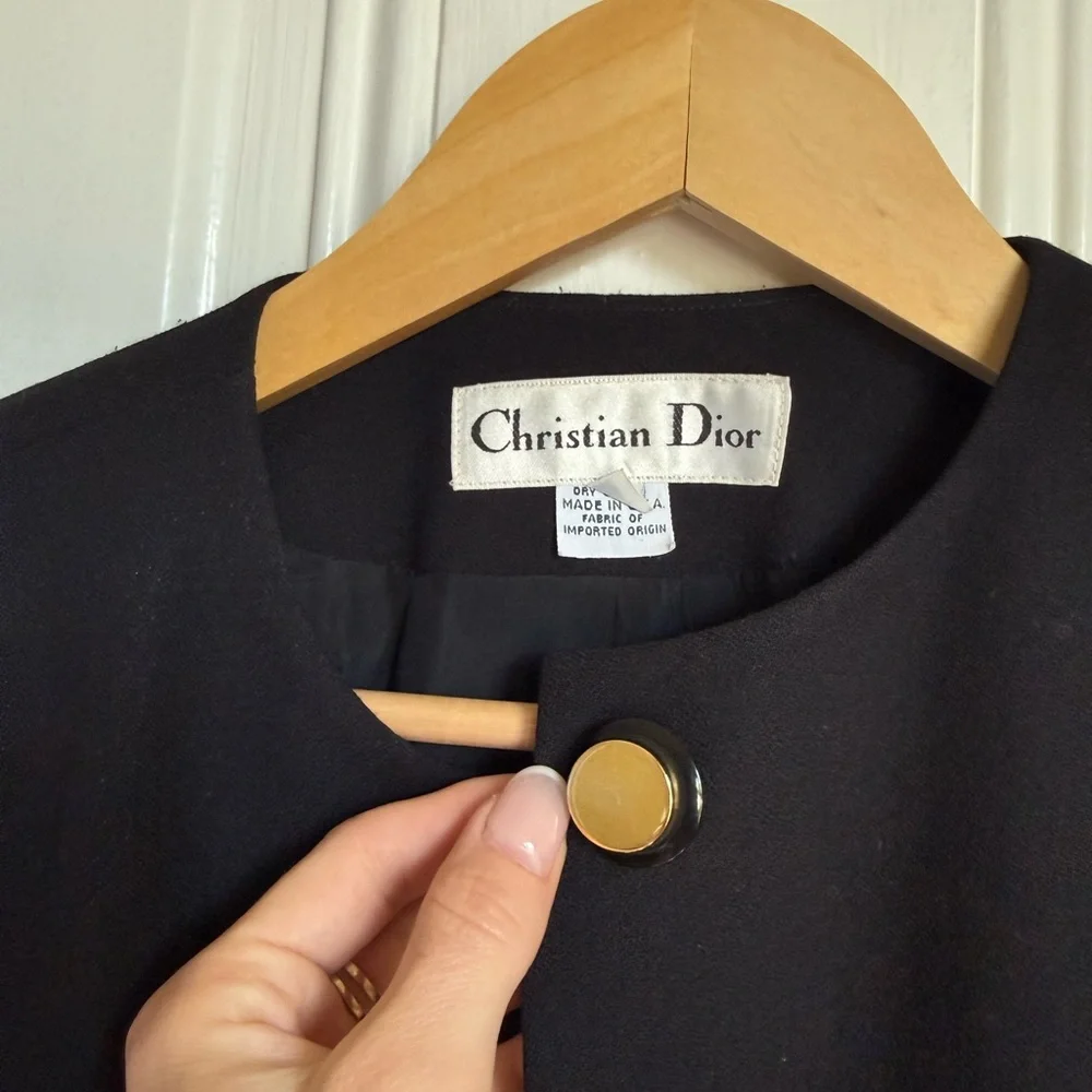 Vintage Dior Black Collarless Blazer